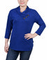 NY Collection Petite 3/4 Sleeve Crossover Cowl Neck Top